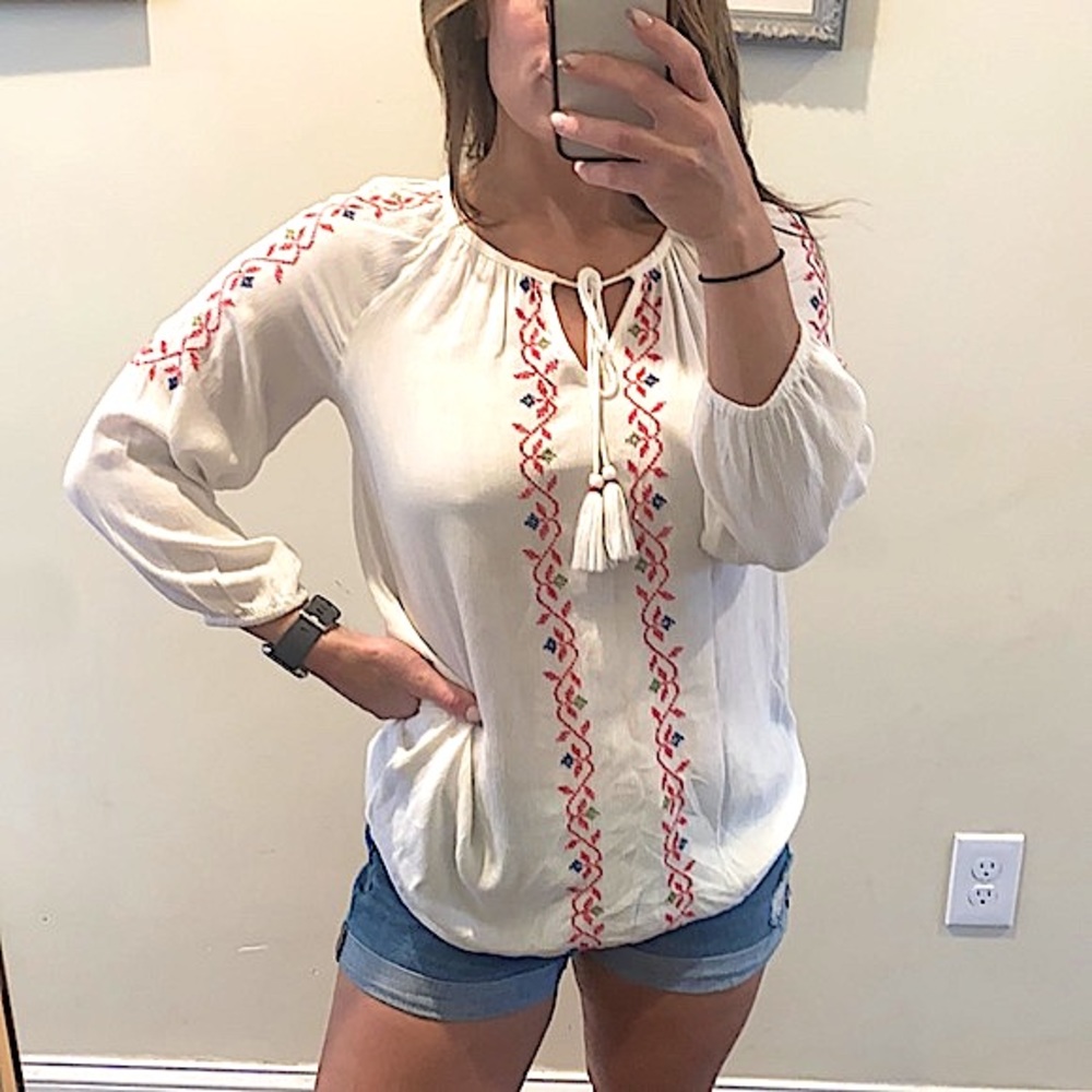 Denim Jeans & Casuals Embroidered 3/4 Sleeve Top